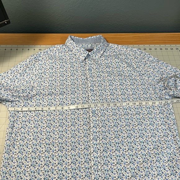 Johnston & Murphy Men’s Short Sleeved Shirt, XL, Airplane Print, Blue & White - Picture 8 of 10